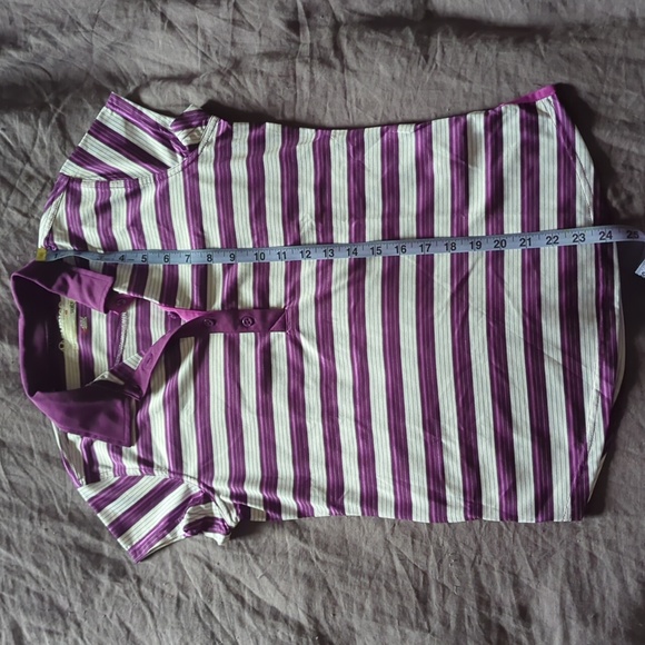 Golf style polo, purple and white stripes - Picture 8 of 9